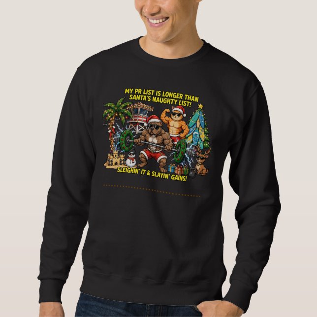 Funny Beach Christmas Workout Tee (Front)