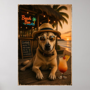 Funny Beach Dog Wall Art Printable