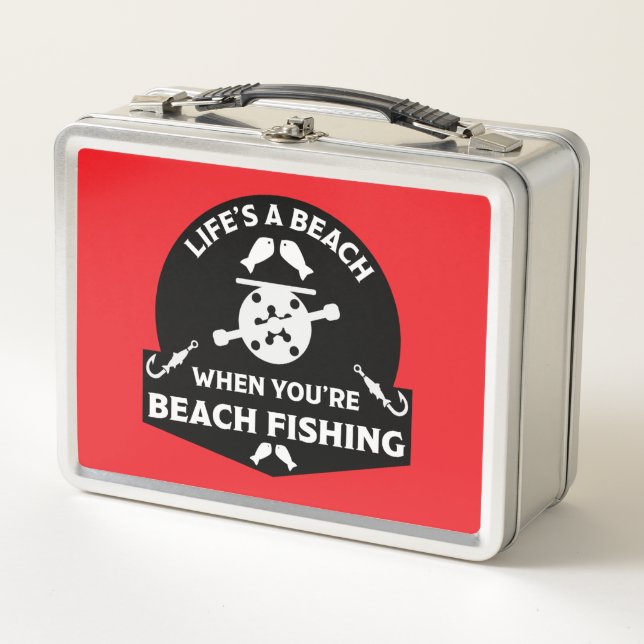 Funny Beach Fishing Metal Lunch Box (Front)