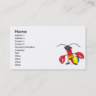 funny beach going lobster cartoon business card