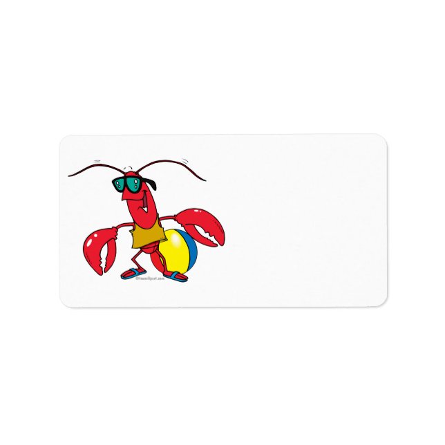 funny beach going  lobster cartoon label (Front)