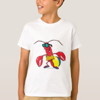 funny beach going lobster cartoon