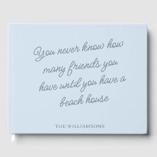 Funny Beach House Friends Personalized Name Blue Guest Book