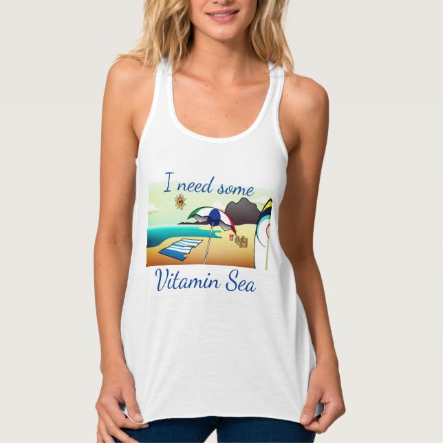 Funny Beach "I Need Some Vitamin Sea." Singlet (Front)