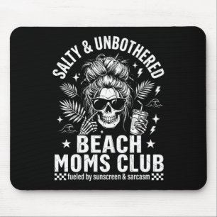 Funny beach mum club skeleton salty and unbothered mouse pad