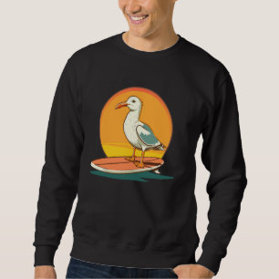 Funny Beach Seagull loves surfing for Surfboards L Sweatshirt