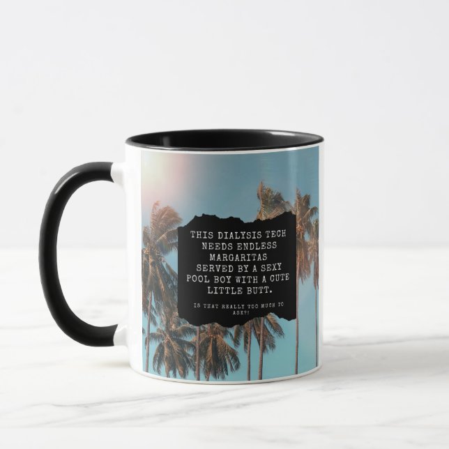 Funny Beach Themed Dialysis Technician Coffee Mug (Left)