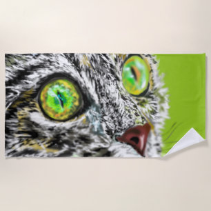 Funny Beach Towel with Stalking Cat