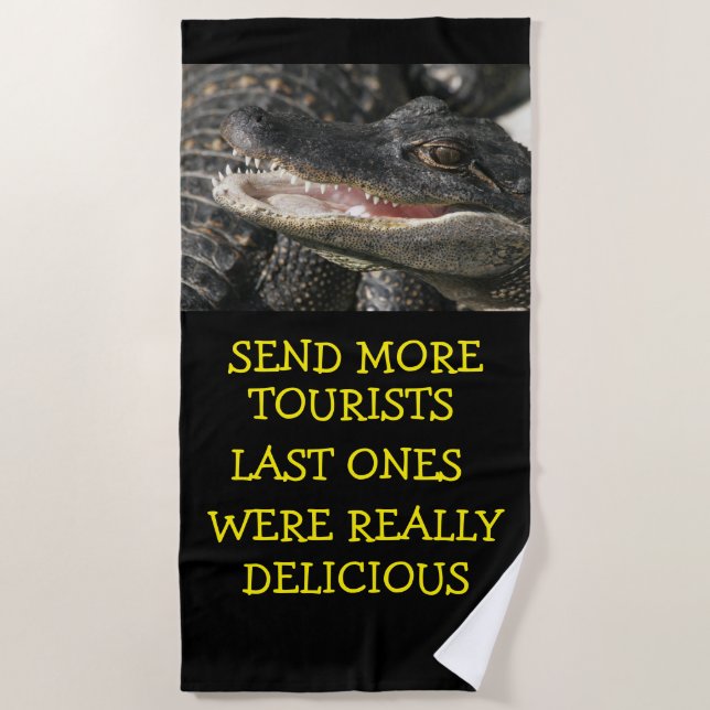 Funny Beach Towels Hungry Alligator (Front)