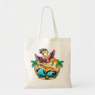 Funny Beach Tropical Flamingo Tote Bag