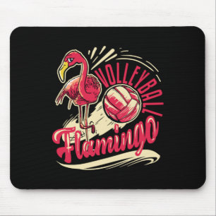 Funny Beach Vball Pink Flamingo Volleyball Mouse Pad