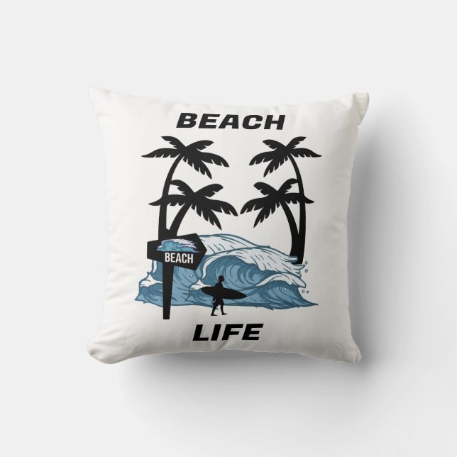 Funny Beach Wave Cushion (Front)
