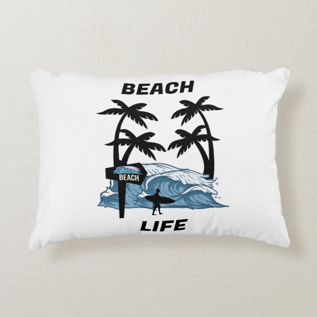 Funny Beach Wave Decorative Cushion (Front)