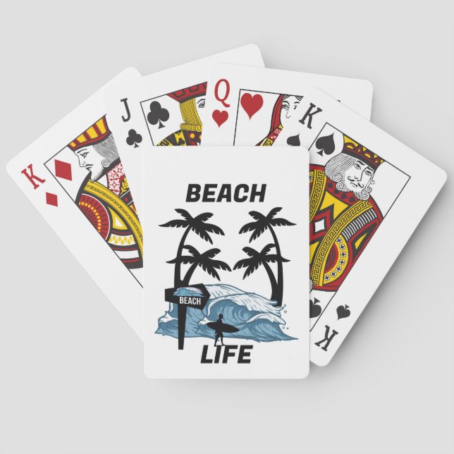 Funny Beach Wave Playing Cards (Back)