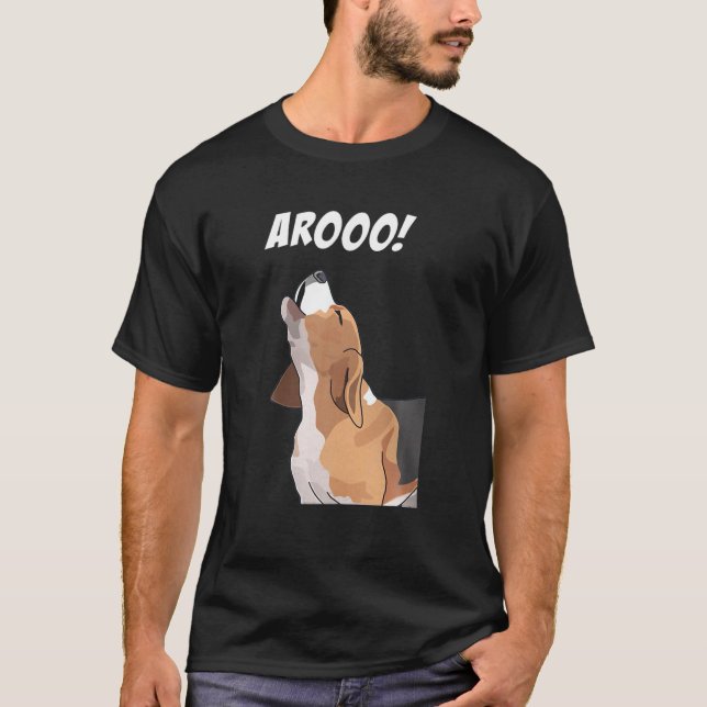 Funny Beagle, AROOO Dog Lover T-Shirt (Front)