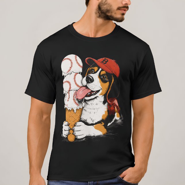 Funny Beagle Baseball Ice Cream Cones Graphic T-Shirt (Creator Uploaded)