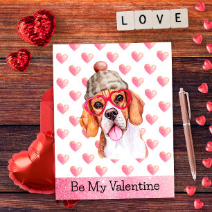Funny Beagle Be My Valentine Dog Valentine's Day Holiday Postcard