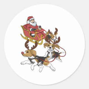 Funny Beagle Christmas For Cute Dog Lovers  Classic Round Sticker