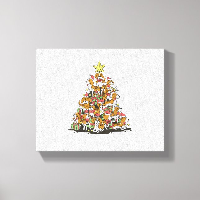 Funny beagle Christmas tree for beagle dog lovers  Canvas Print (Front)