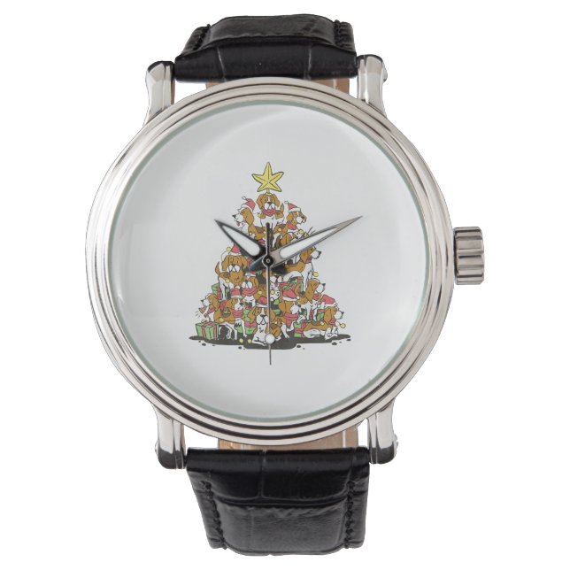 Funny beagle Christmas tree for beagle dog lovers  Watch (Front)