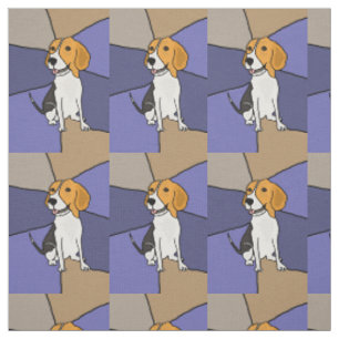 Funny Beagle Dog Abstract Art Fabric