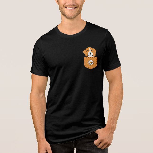 Funny Beagle Dog In The Pocket  Tri-Blend Shirt (Front)