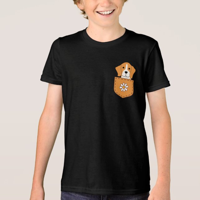 Funny Beagle Dog In The Pocket  Tri-Blend Shirt (Front)