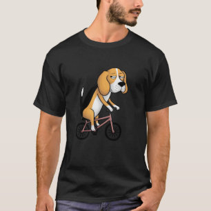 Funny beagle dog on bicycle quirky funny bored T-Shirt