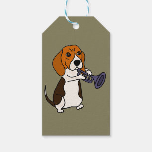 Funny Beagle Dog Playing Trumpet Gift Tags