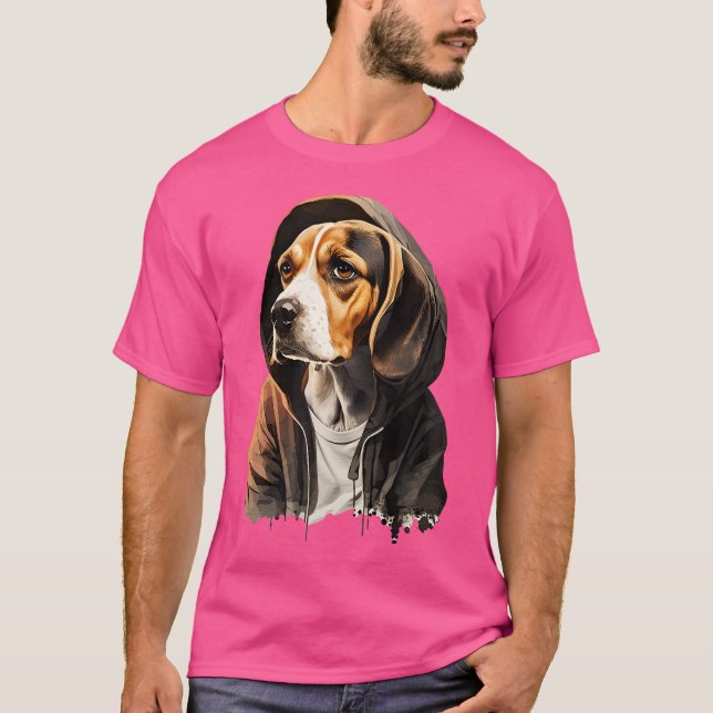 Funny Beagle Dog Rap Rapper Hip Hop Rb T-Shirt (Front)