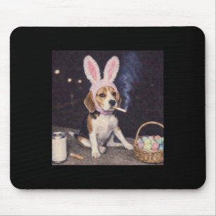 Funny Beagle Dog Retro Bunny Ears Smoking Easter E Mouse Pad