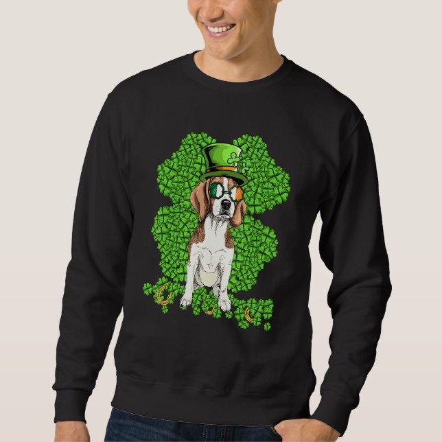 Funny Beagle Dog Shamrock St Patricks Day Sweatshirt (Front)