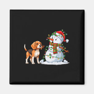 Funny Beagle Dog Snowman Christmas Tree Lights Xma Magnet