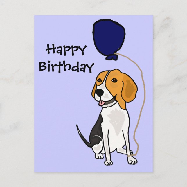 Funny Beagle Holding Balloon Postcard (Front)