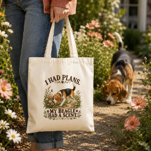 Funny Beagle I Had Plans Scent Hound  Tote Bag