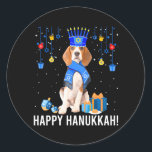 Funny Beagle Menorah Hat Christmas Happy Hanukkah Classic Round Sticker<br><div class="desc">Funny Beagle Menorah Hat Christmas Happy Hanukkah</div>