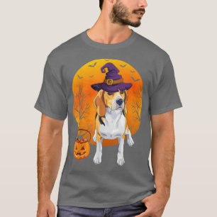 Funny Beagle Moon Halloween Witch Hat Beagle Dog O T-Shirt