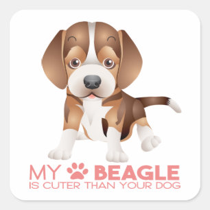 Funny Beagle Mum Dog Lover Dad Cute Puppy Cartoon Square Sticker