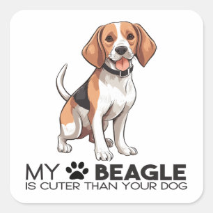 Funny Beagle Mum Dog Lover Dad Cute Puppy Cartoon Square Sticker