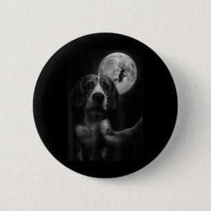 Funny Beagle Selfie Flying Witch Halloween Dog 6 Cm Round Badge