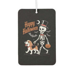 Funny Beagle Skeleton Dog Walking Car Air Freshener