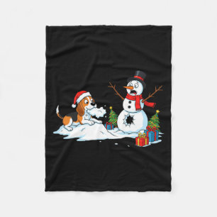Funny Beagle Snowman Christmas Tree Xmas Womens Me Fleece Blanket