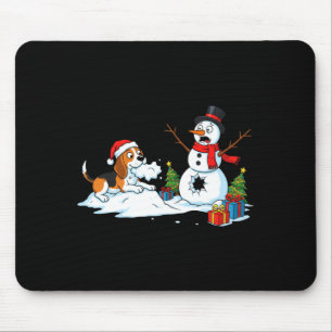 Funny Beagle Snowman Christmas Tree Xmas Womens Me Mouse Pad