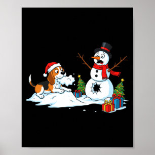 Funny Beagle Snowman Christmas Tree Xmas Womens Me Poster