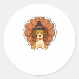 Funny Beagle Turkey  Funny Thanksgiving Dog Tee  Classic Round Sticker