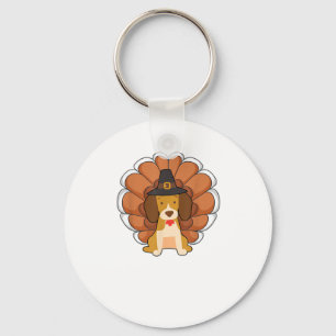 Funny Beagle Turkey Funny Thanksgiving Dog Tee Key Ring