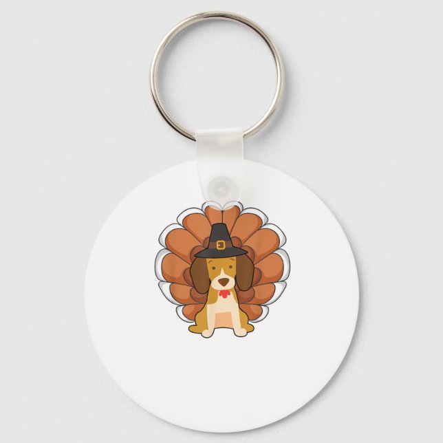 Funny Beagle Turkey  Funny Thanksgiving Dog Tee  Key Ring (Front)