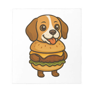 Funny Beagle with Burger Funny Mythical Creature Notepad