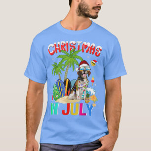 Funny Beagles in Santa Hat Sunglasses Christmas In T-Shirt