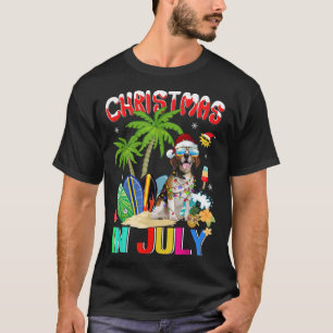 Funny Beagles in Santa Hat Sunglasses Christmas In T-Shirt